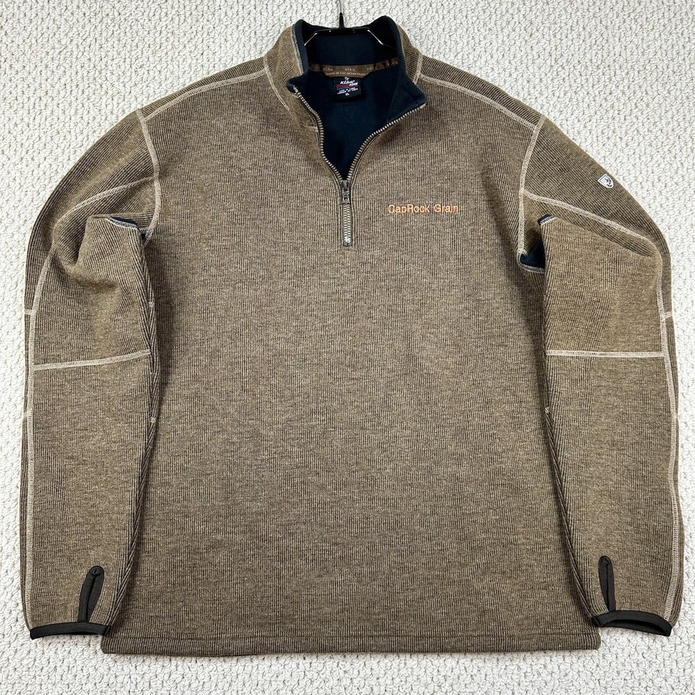 Kuhl Thor 1/4 Zip Pullover Mens XL Brown Fleece Performance ThermoKore Sweater